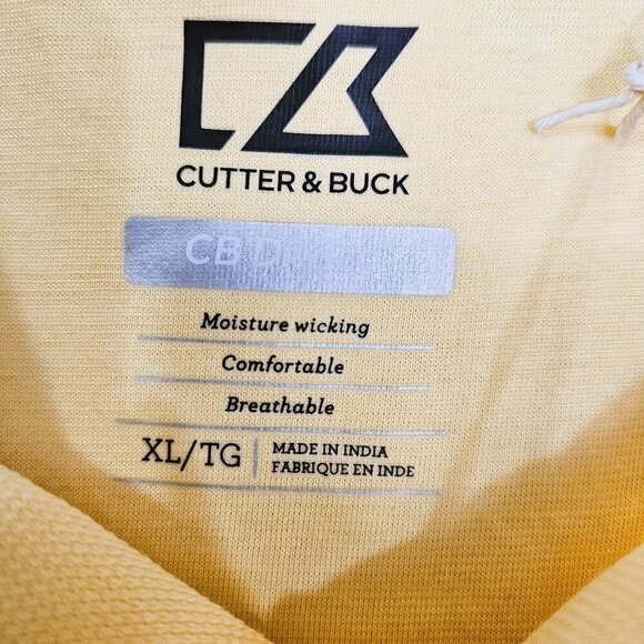 Cutter & Buck Men's Polo Yellow Golf Shirt DryTec Size XL/TG - Picture 5 of 8